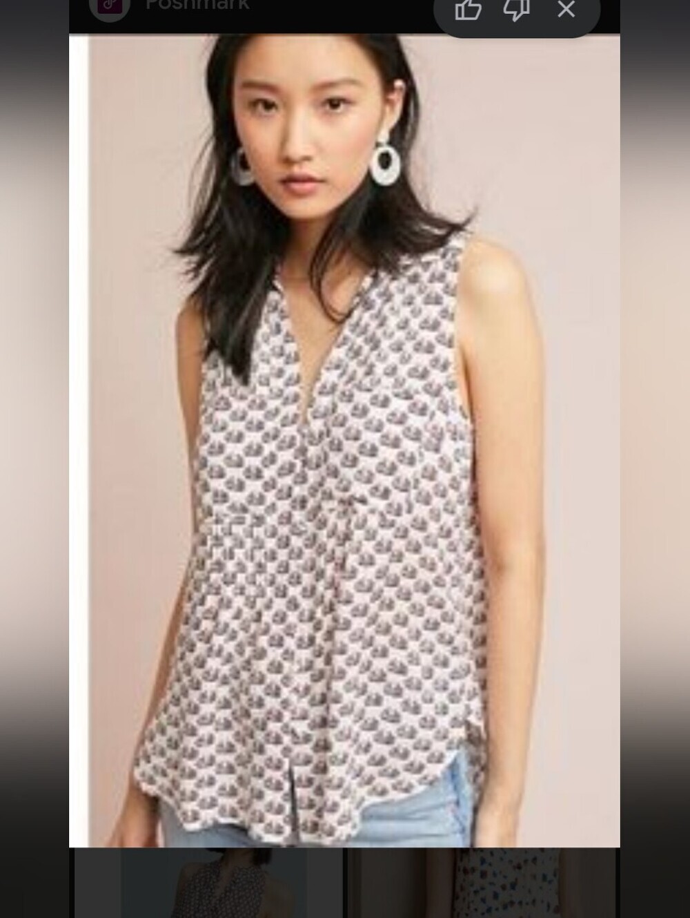 Anthropologie 5 of 52 Conversations Bicycle Print Sleeveless Top Size XS EUC